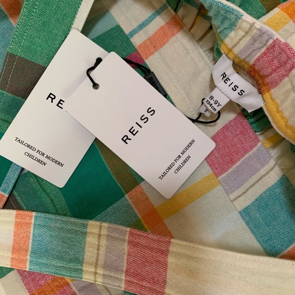 NWT REISS | Girls Matilda Jr. Cross Back Green Check Plaid Dress | Size 8-9Y - Picture 4 of 9
